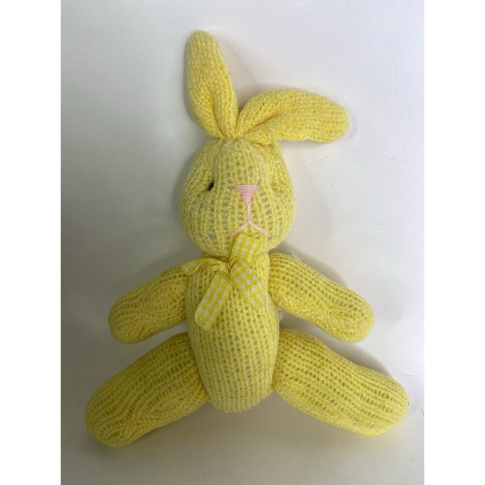 Peachtree Playthings Bunny Rabbit Yellow Knit Plush Yellow Stuffed Animal Toy